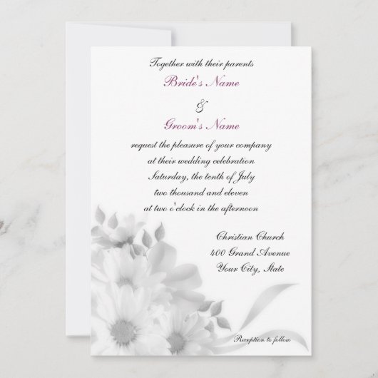 Gray Daisies Invitation Kaart (Voorkant)