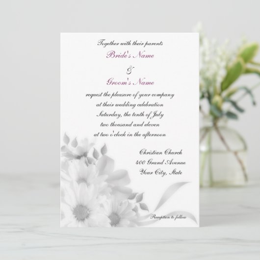 Gray Daisies Invitation Kaart (Staand voorkant)