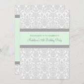 Gray Damask 70th Birthday Party Invitations (Devant / Derrière)