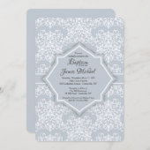 Gray Damask Baptême Invitation (Devant / Derrière)