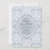 Gray Damask Baptême Invitation (Devant)