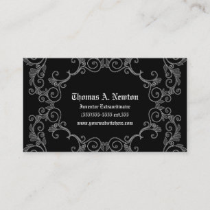 Gray Damask Calling Card Gothic Visitekaartje Contactkaartje