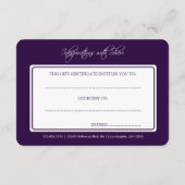 Gray Damask en Eggplant Paars Cadeaubon (Achterkant)