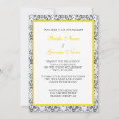 Gray Damask (geel) Wedding Invitation Kaart (Achterkant)