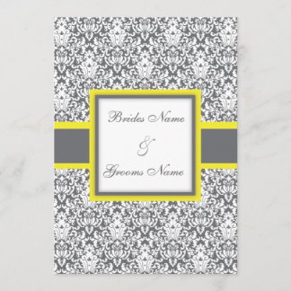 Gray Damask (geel) Wedding Invitation Kaart