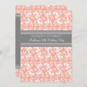 Gray Damask Invitations à la fête du 80e anniversa (Devant / Derrière)