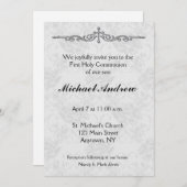 Gray Damask Religieuze Uitnodiging (Voorkant / Achterkant)