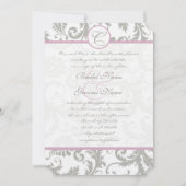 Gray Damask Sweet Lilac Mariage Invitations (Devant)