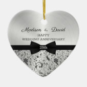 Gray Damask Wedding Jubileum Keramisch Ornament (Voorkant)