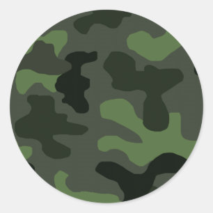 Gray dark green camouflage nr. 14 print ronde sticker