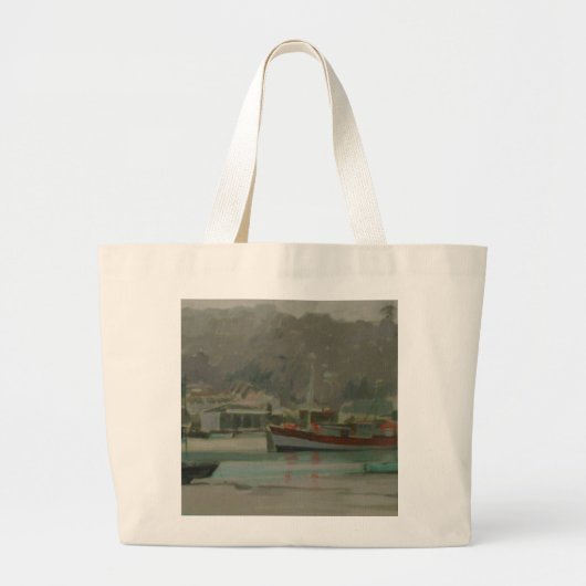 Gray Day Fisherman's Quay Grote Tote Bag (Voorkant)