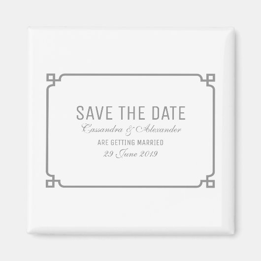 Gray Deco Chic Opslaan Datum Magneet (Voorkant)