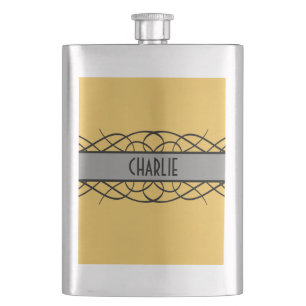 Gray Deco Flourish Flask Heupfles