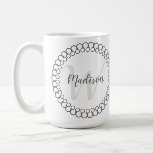 Gray Decorative Circle Pas Monogram Mok aan (Links)