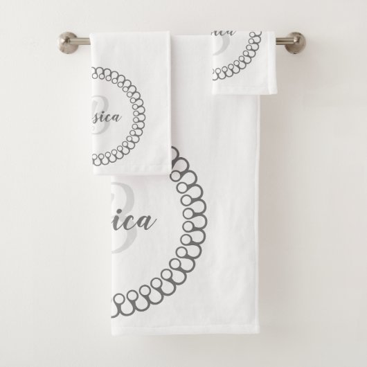 Gray Decorative Cirogram Monogram Bath-handdoekset Bad Handdoek (Insitu)