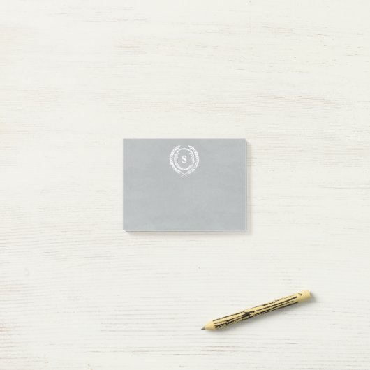 Gray Distress Laurel Monogram Post-it® Notes (Op bureau)