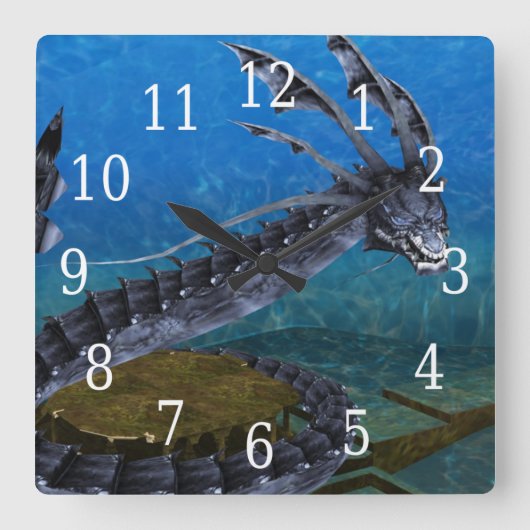 Gray Dragon Clock Vierkante Klok (Voorkant)