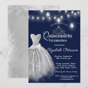 Gray Dress Navy Blue Quinceañera Kaart