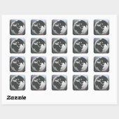 Gray Earth Wereldbol Square Sticker (Vel)