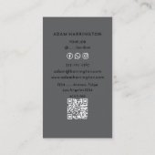 Gray | Élégant Carte de visite de code QR standard (Dos)