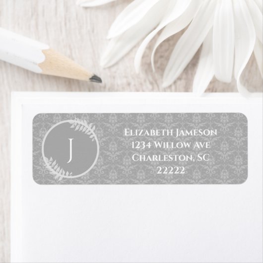 Gray Elegant Damask Label (Insitu)