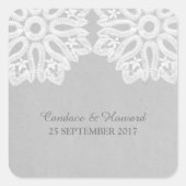 Gray Elegant Lace Wedding Stickers (Voorkant)