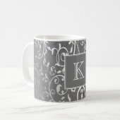 Gray Élégant Monogramme de Mug (Devant gauche)