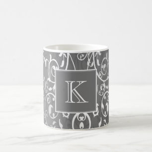 Gray Élégant Monogramme de Mug