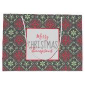 Gray Elegant Nordic Winter Snowflake Trendy Groot Cadeauzakje (Achterkant)