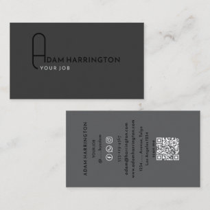Gray Elegant standaard QR-code Visitekaartje
