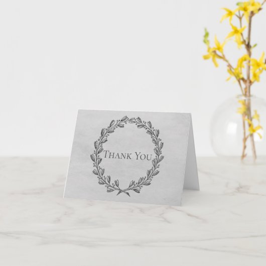 Gray Elegant Wreath Dank je Kaart (Gele Bloem)