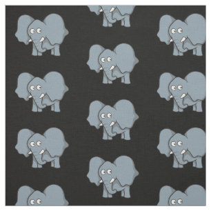 Gray Elephant Cartoon Pattern Stof