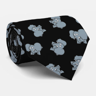 Gray Elephant Cartoon Pattern Stropdas