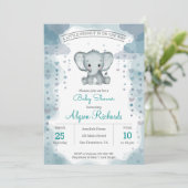 Gray Elephant Waterverf Baby shower Kaart (Staand voorkant)