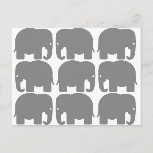 Gray Elephants Silhouette Briefkaart (Voorkant)