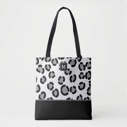 Gray en Black Leopard Pattern met Monogram Draagtas (Voorkant)