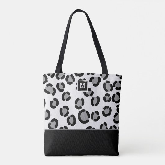Gray en Black Leopard Pattern met Monogram Draagtas (Achterkant)