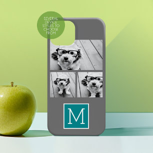 Gray en Blauwgroen Instagram Photo Collage Monogra Case-Mate iPhone 14 Plus Hoesje