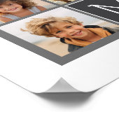 Gray en Blauwgroen Instagram Photo Collage Monogra Poster (Hoek)