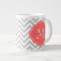 Gray en Coral Chevron Aangepast monogram