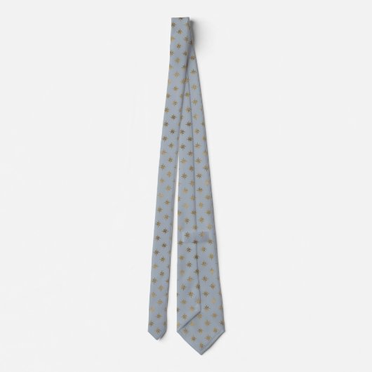 Gray en Gold Star Pattern Mannen Stropdas Klassiek (Achterkant)