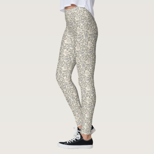 Gray en Ivory Bird Pattern Leggings (Links)