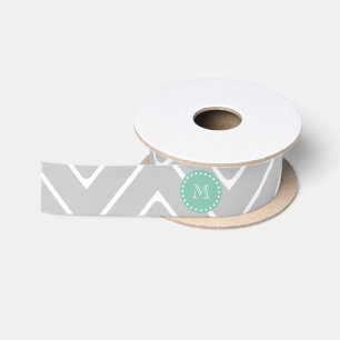 Gray en Mint Green Modern Chevron Monogram Lint