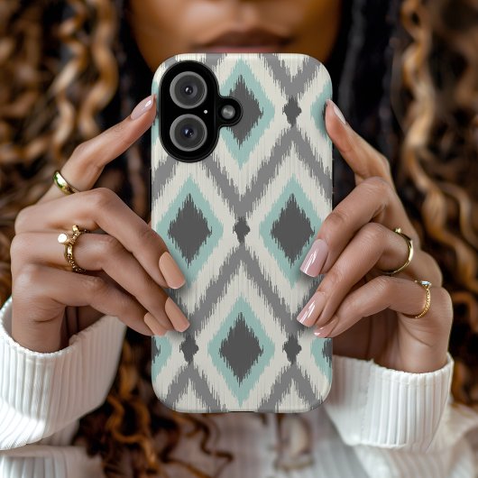 Gray en Mint Tribal Ikat Chevron Case-Mate iPhone Case
