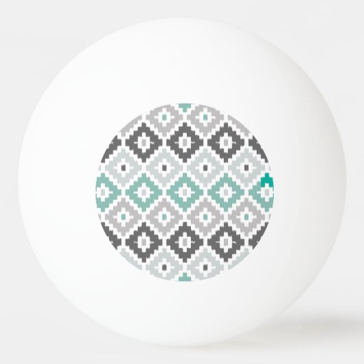 Gray en Mint Tribal Print Ikat Diamond Pattern Pingpongballen (Voorkant)