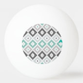 Gray en Mint Tribal Print Ikat Diamond Pattern Pingpongballen (Achterkant)