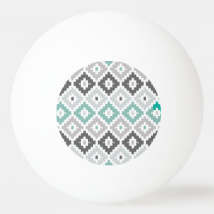 Gray en Mint Tribal Print Ikat Diamond Pattern Pingpongballen