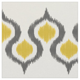 Gray en Mustard Ikat Tribal Pattern Stof