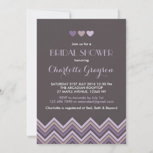 Gray en Paars Chevron Bridal Shower Kaart