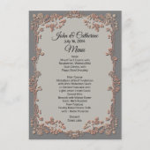 Gray en Peach Floral Wedding Table Menu (Voorkant)